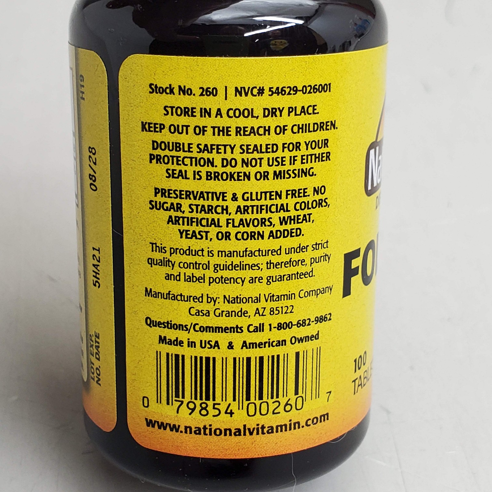 NATURE’S BLEND (100 Tablets) Folic Acid Dietary Supplement 800 mcg BB 08/28