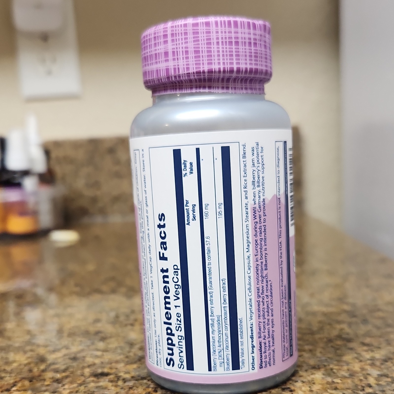 Solaray Bilberry 160 mg 36% Anthocyanosides Non-GMO Eye Support 30 VegCaps