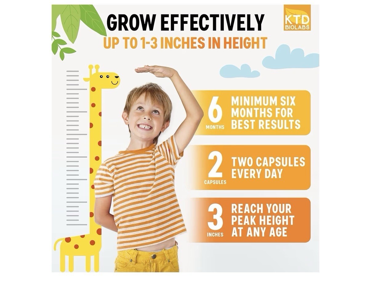 2 Pack KTD BIOLABS Height Growth Support Bone Density For Kids Teens And Adults