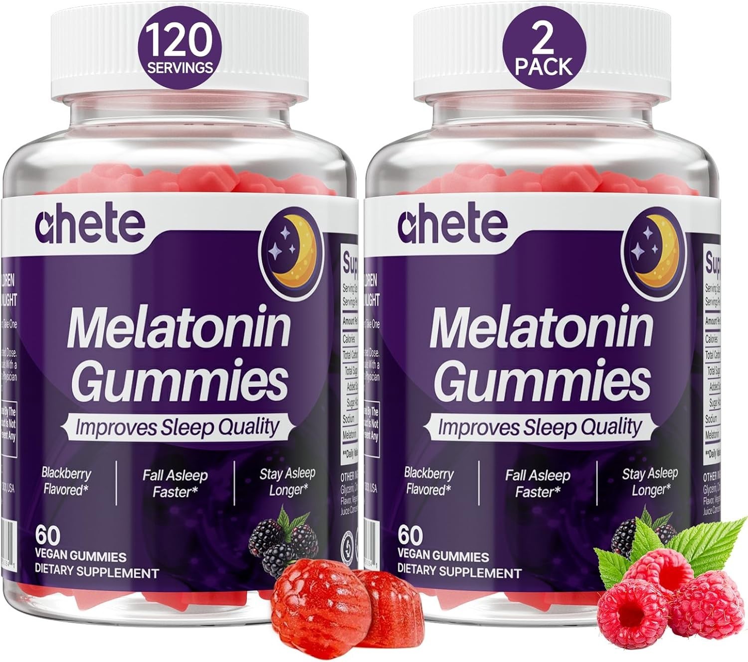 Melatonin 5mg Gummies Adults Sugar Free Raspberry Sleep Aid 120 Gummies USA GMP