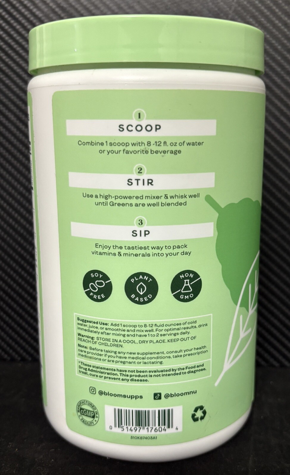 Bloom Nutrition Greens & Superfoods Powder 60-Servings 10.7oz (303g) Exp: 05/25