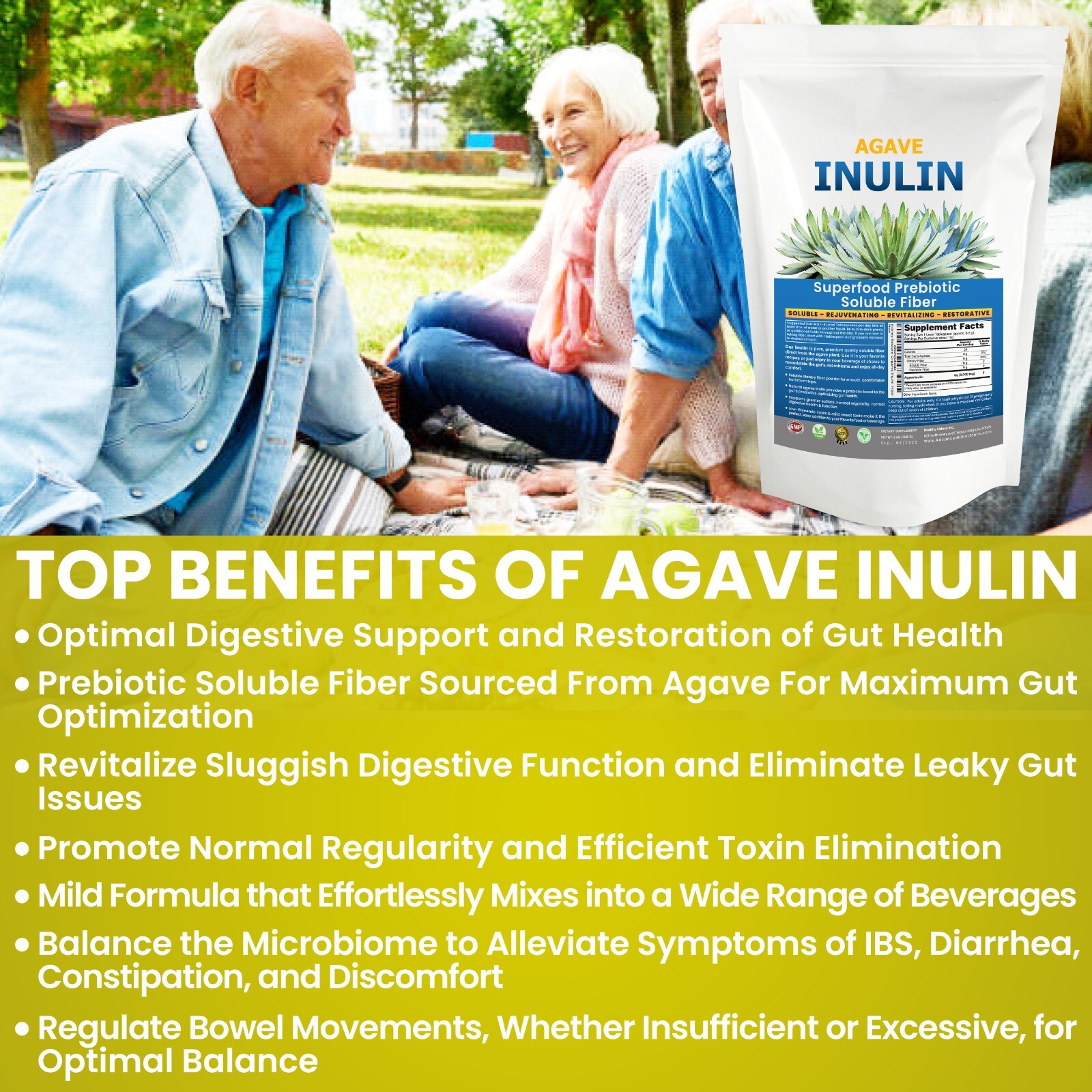 Inulin Powder 48oz Gentle Agave Inulin Powder Prebiotic Soluble Inulin