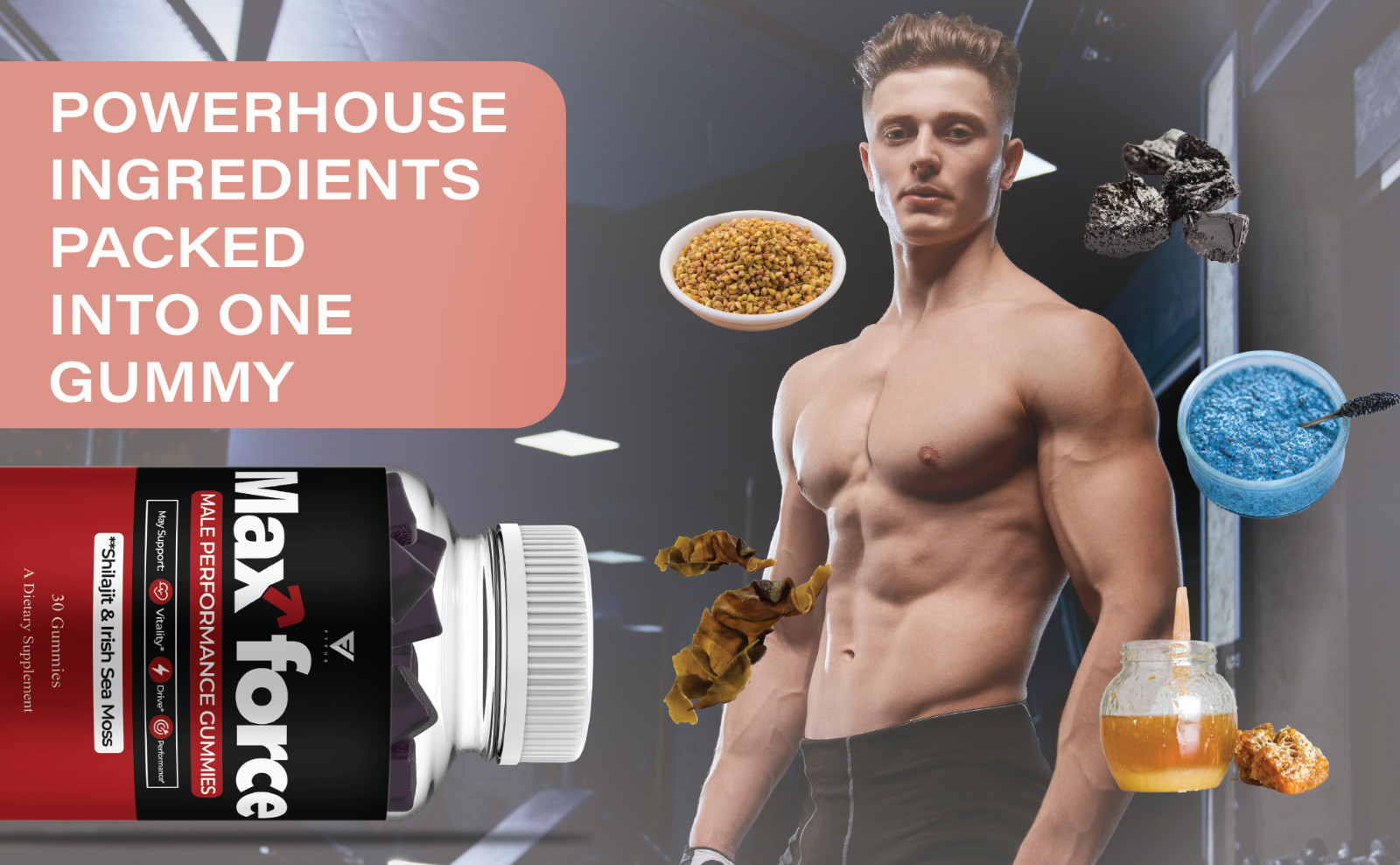 Max Force Male Gummies, MaxForce Performance Supplement (30 Gummies)