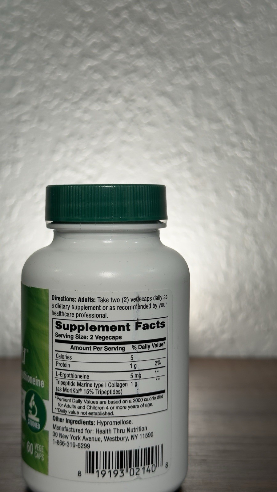 Health Thru Nutrition Skineu Collagen + L-Ergothioneine 60ct Exp 06/30/2028