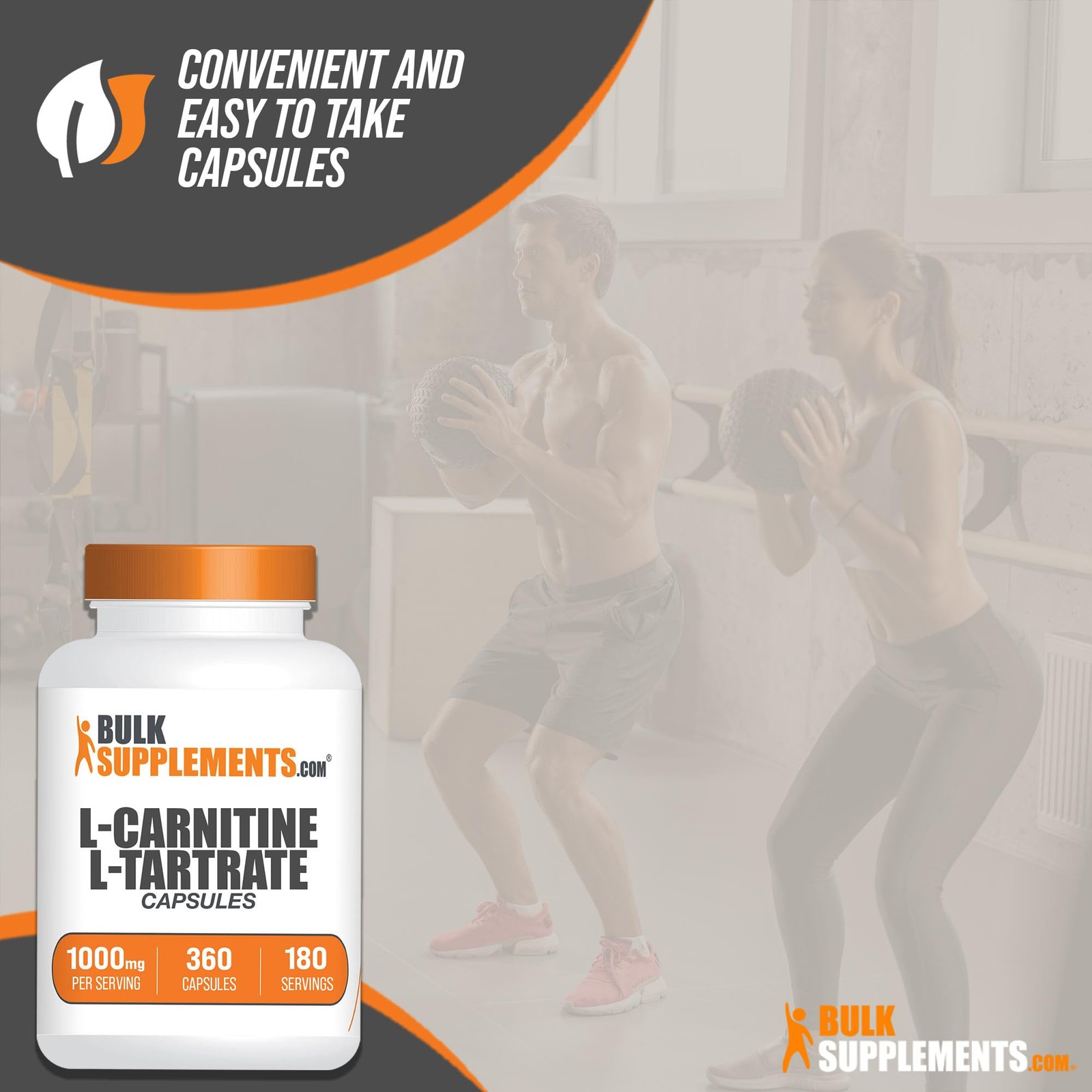 BulkSupplements.com L-Carnitine L-Tartrate Capsules – 360 Count (Pack of 1)