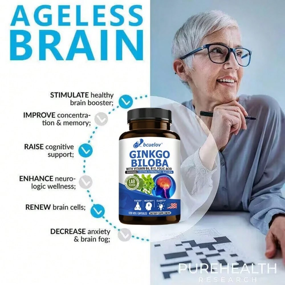 Ginkgo Biloba Extract Folate B12 Capsules 120 Count Adult Daily Formula
