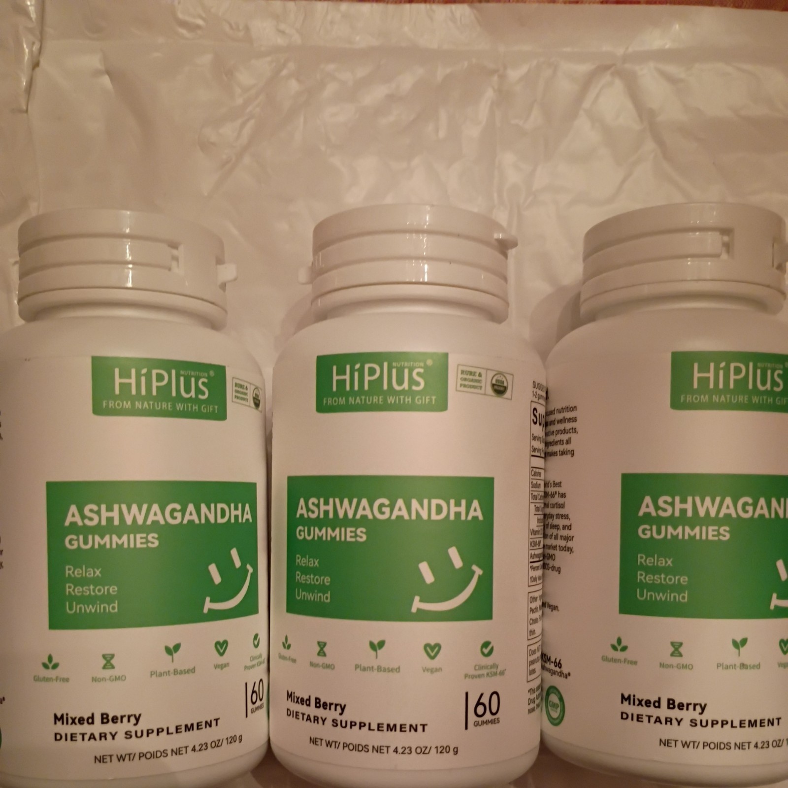 Hiplus Ashwaganda Ksm-66 Gummy 1 Bottle Mixed Berry For Sleep 💤 and Stres