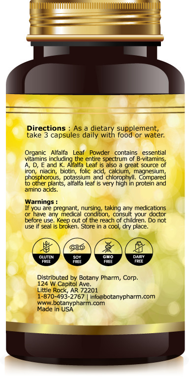 Alfalfa Extract, Vitamins, Minerals, Chlorophyll Antioxidant Green Superfood