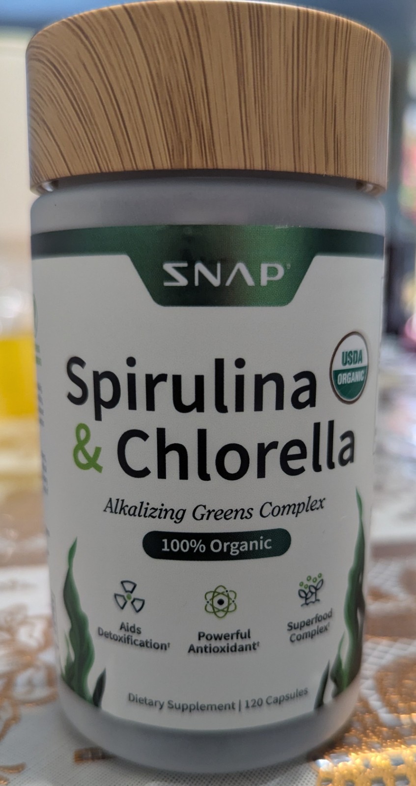 SNAP Supplements Spirulina & Chlorella Greens 120 Vegan Caps Exp 11/2028