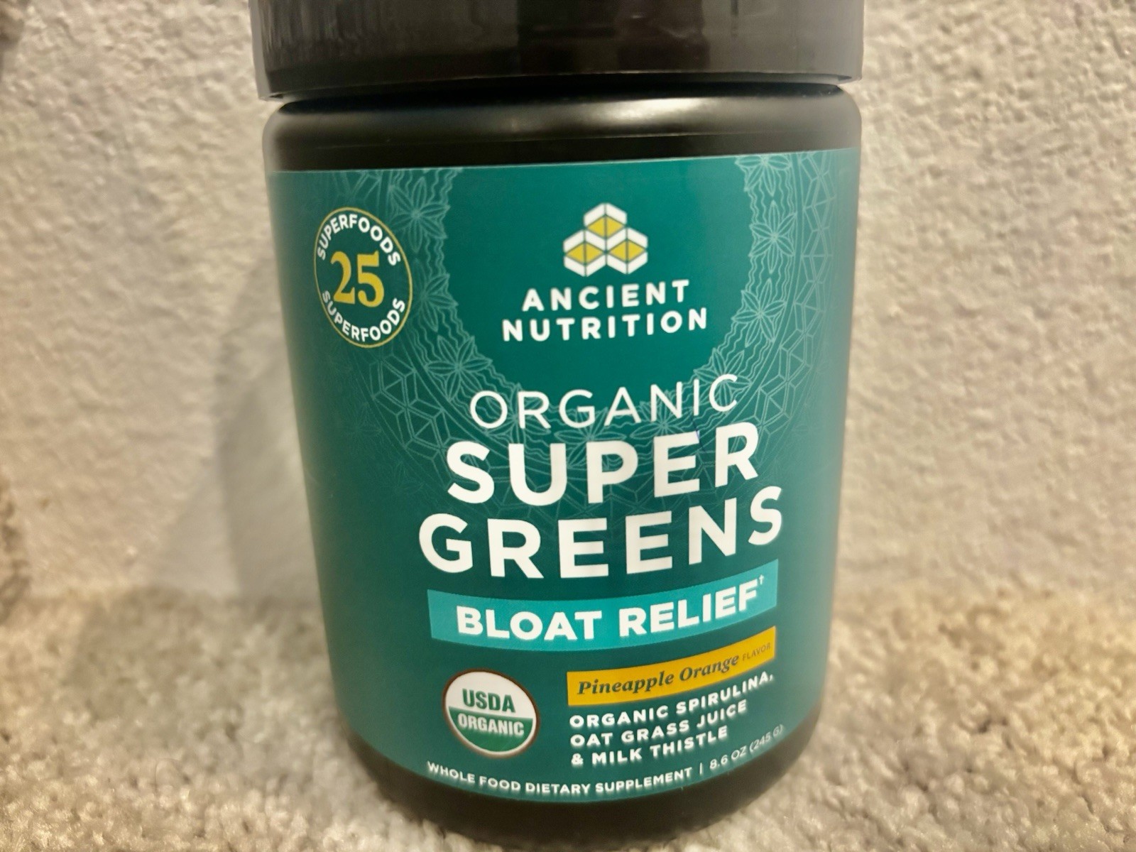 Ancient Nutrition Organic Super Greens Digestive Support Pineapple Orange 8.6 oz