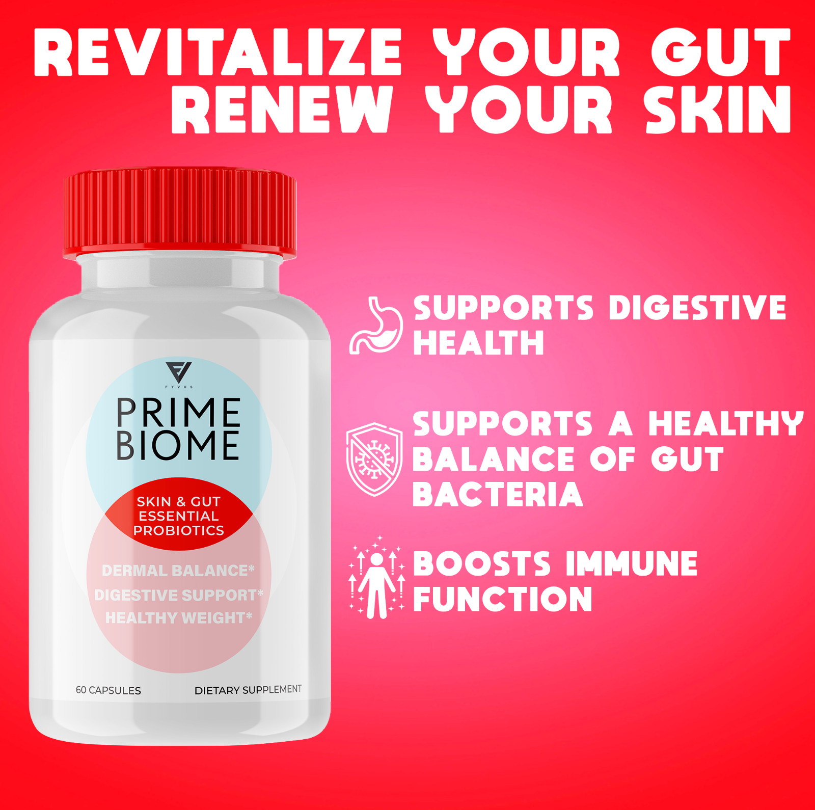 (2 Pack) Prime Biome Probiotic Supplement PrimeBiome Capsules (120 Capsules)