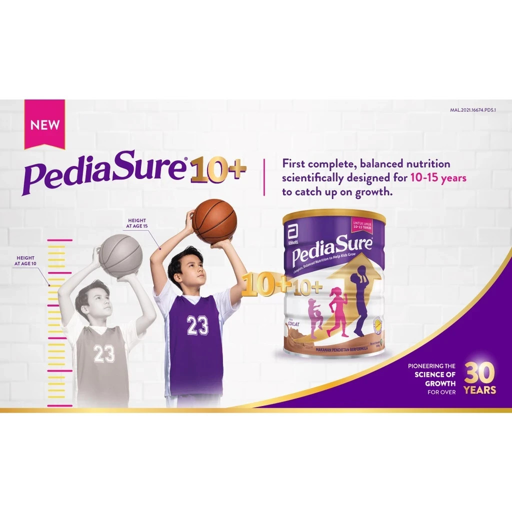 Abbott Pedia Sure 10+ Chocolate 10-15 Yrs Old Optiheight Increase 850g (2unit)