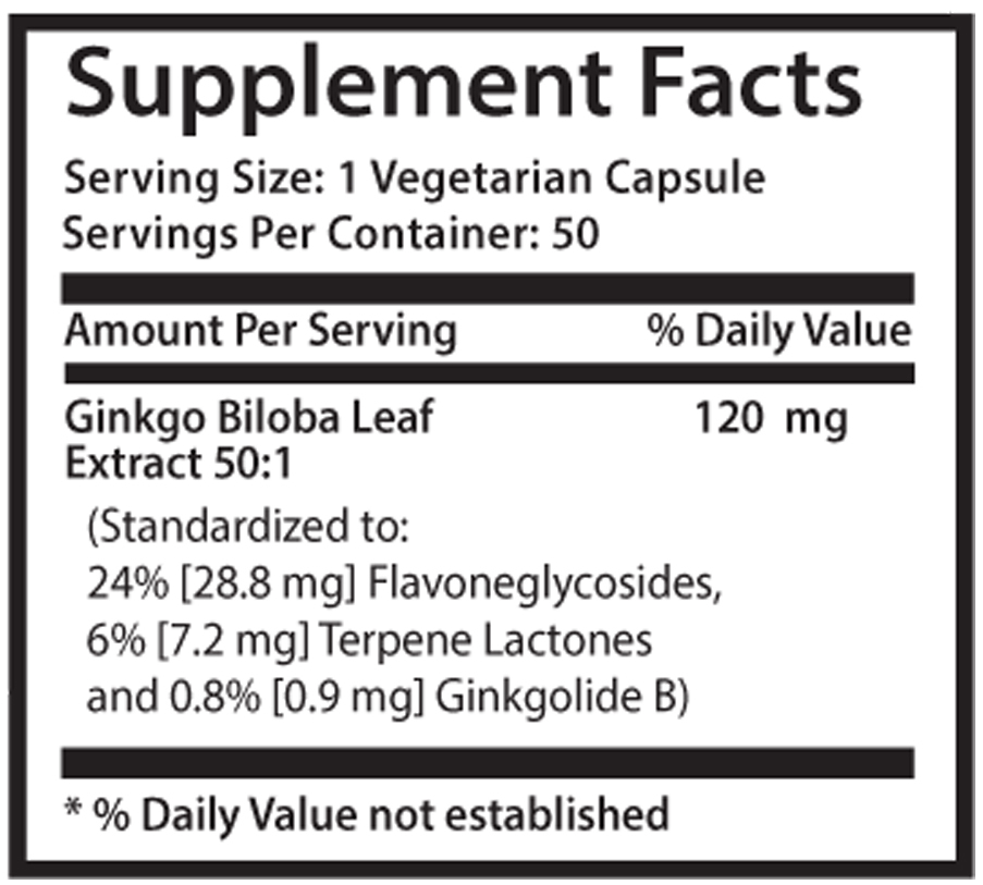 Memory Supplements – Ginkgo Biloba Extract 120mg – Mental Alertness- Brain 2B