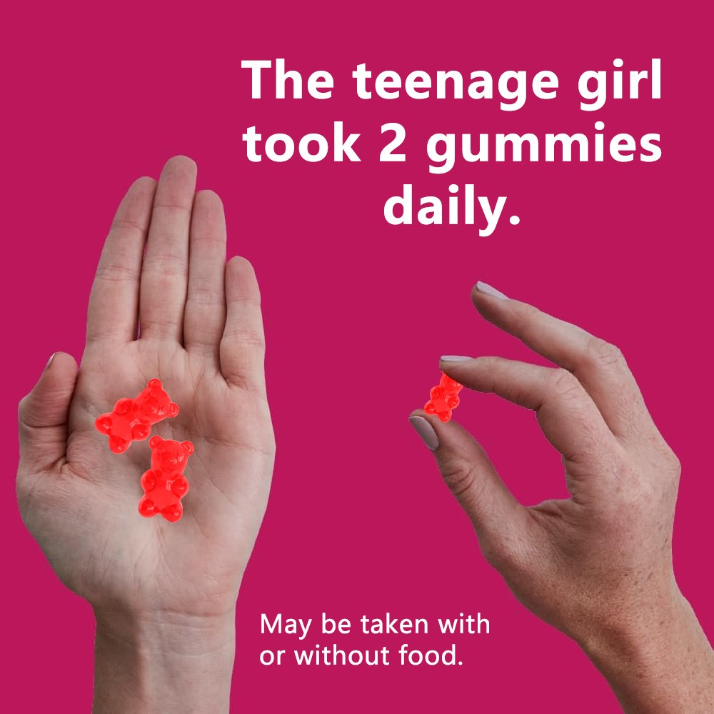Teen Girl Multivitamin Gummies Omega 3 Fish Oil Support Hair Skin Nails 60 CT US