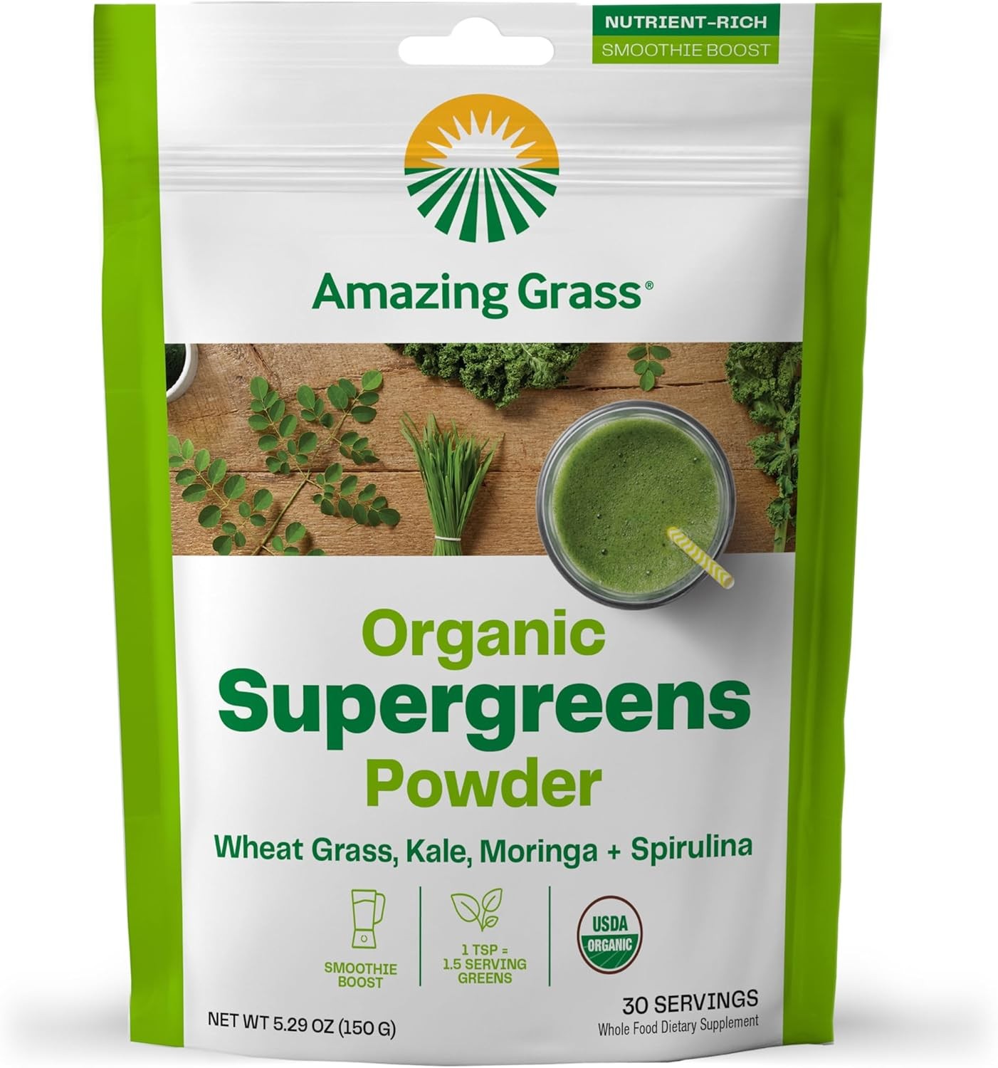 Amazing Grass Supergreen 30 Servings 5.29 oz (Pack of 3)