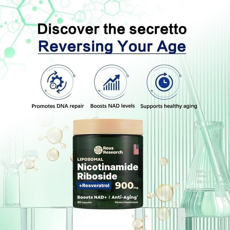 2 Bottle of Reus Research NR900 -NAD+Supplement forSkin Aging Support, Energy