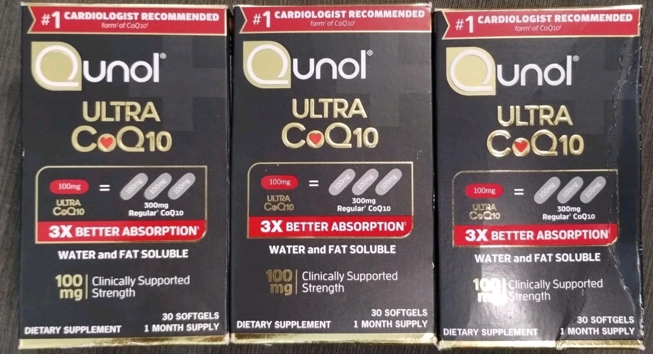 (3) Qunol Ultra CoQ10 100mg 30ct/ea – EXP: 2027 – NEW & Sealed