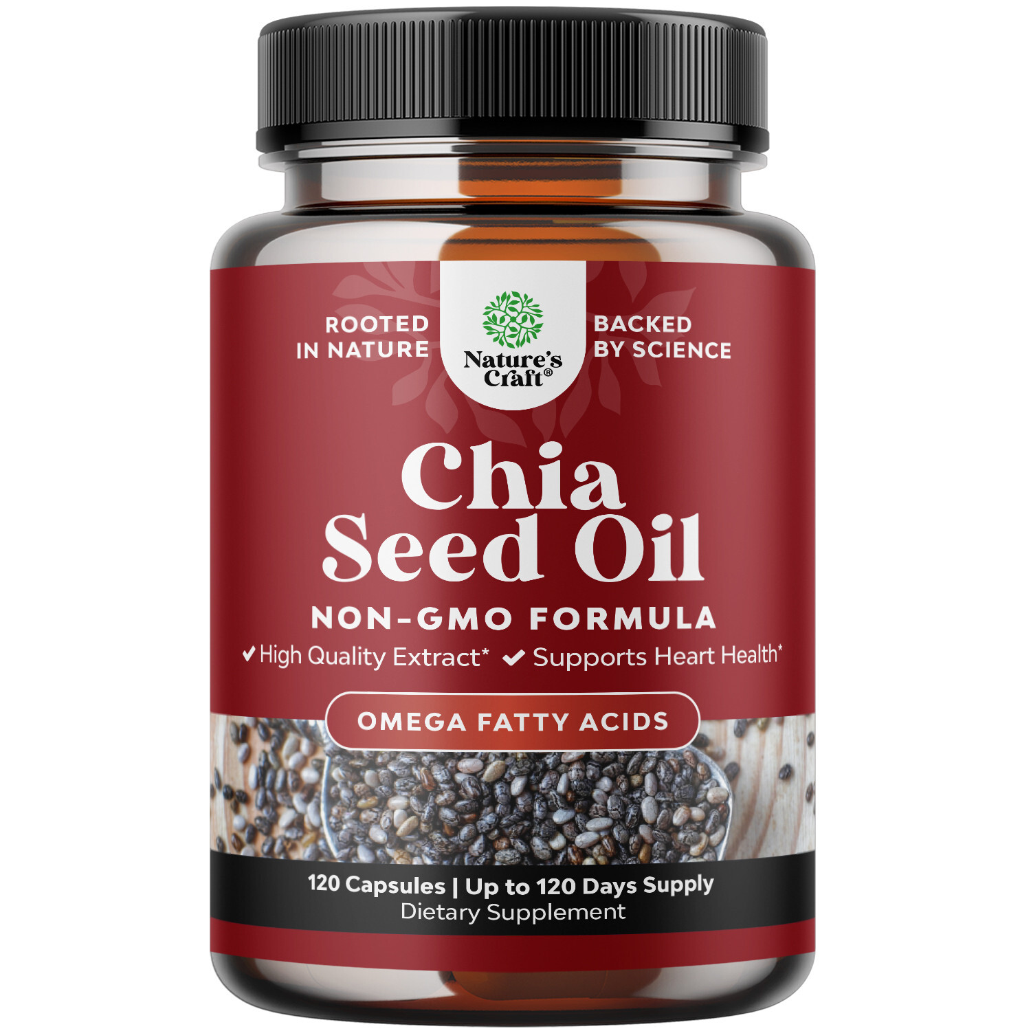 Chia Seed Oil Extract Capsules – Plant Based Omega 3 6 9 Supplement 120ct