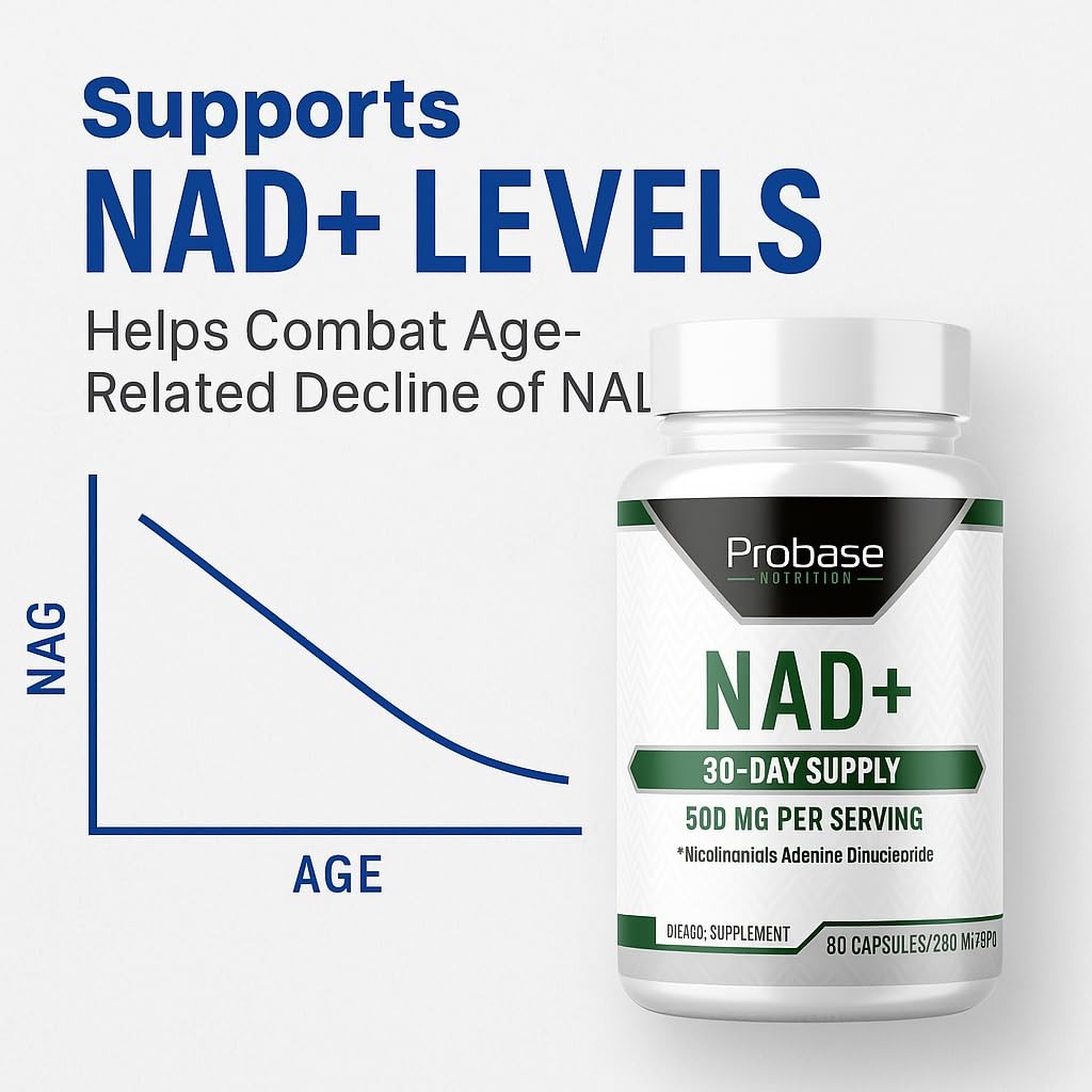 Probase Nutrition NAD Supplement 500mg High Potency 30 Day Supply NAD Maximizer