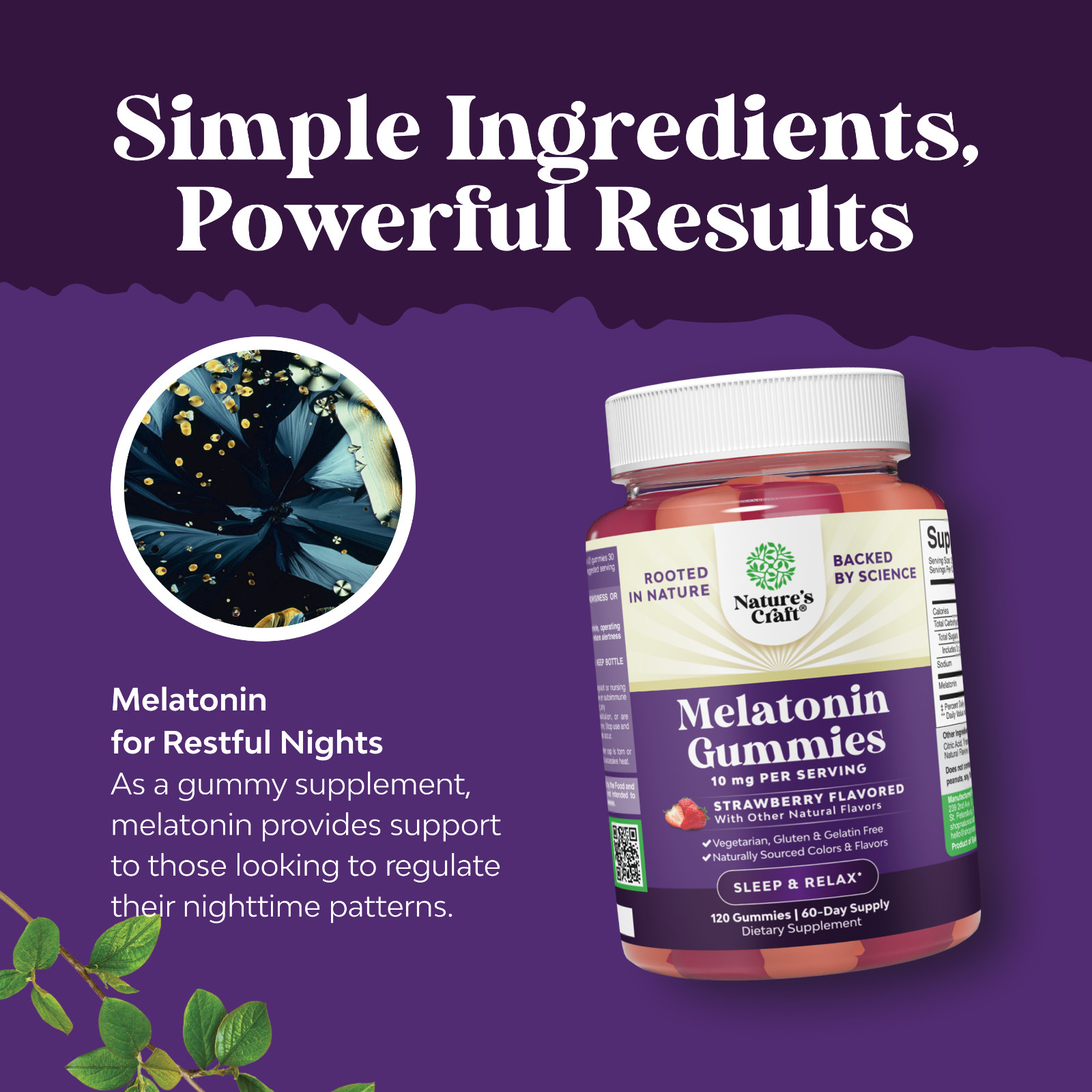 Certified Organic Melatonin Gummies 10mg Per Serving – Fast Acting and Tasty