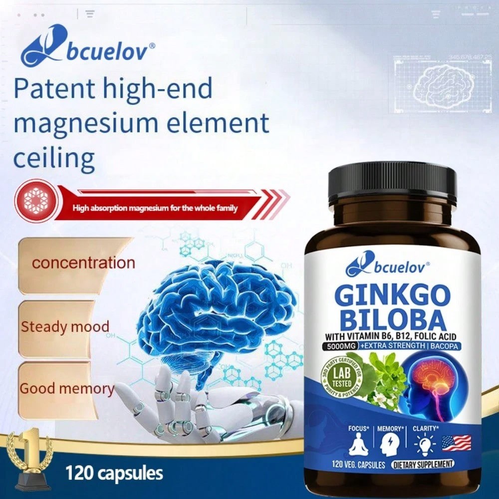 Ginkgo Biloba Extract Folate B12 Capsules 120 Count Adult Daily Formula