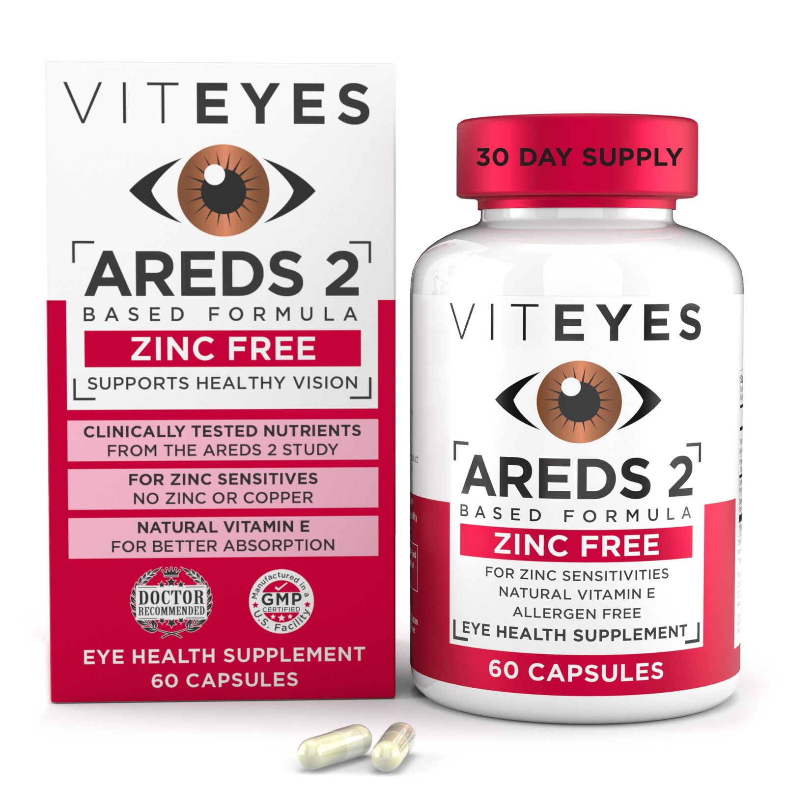 Viteyes AREDS 2 Zinc Free Macular 60 Count (Pack of 1), Capsule