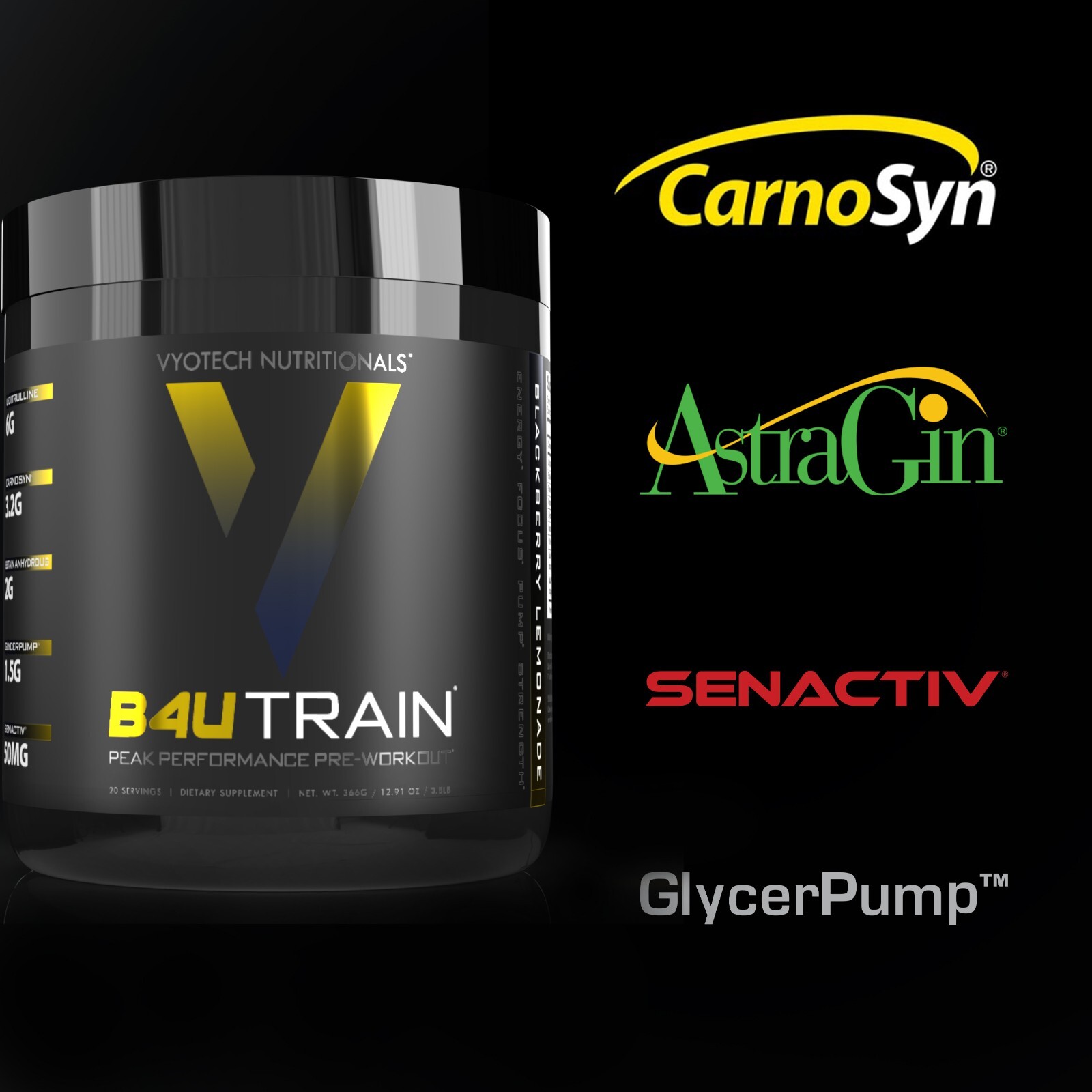 Pre-Workout Muscle Pumps Focus Recovery Energy Endurance B4UTRAIN by Vyotech