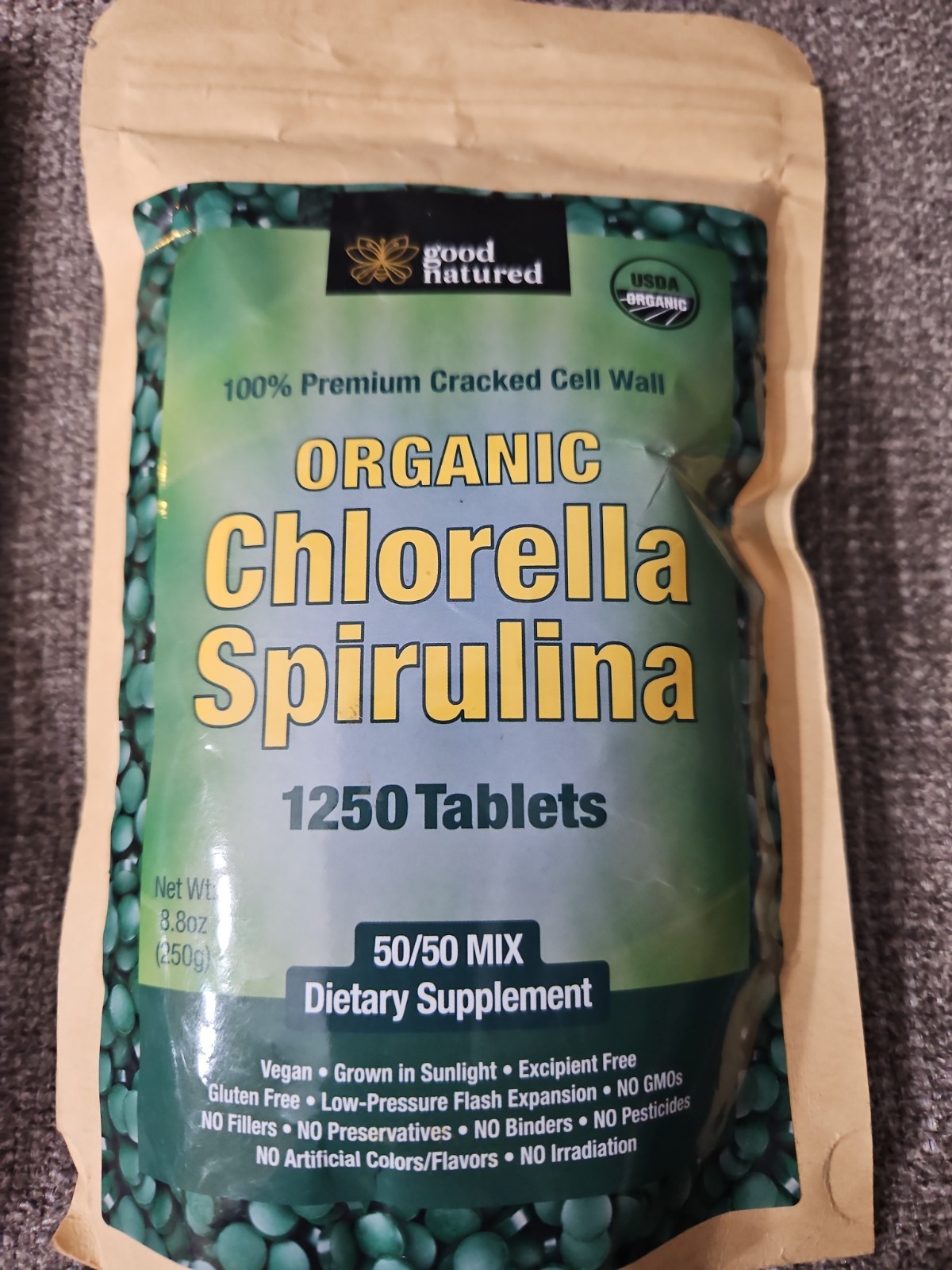 Good Natured Organic Spirulina Chlorella 50/50 Mix 1250 Tablets 8.8oz 11/26
