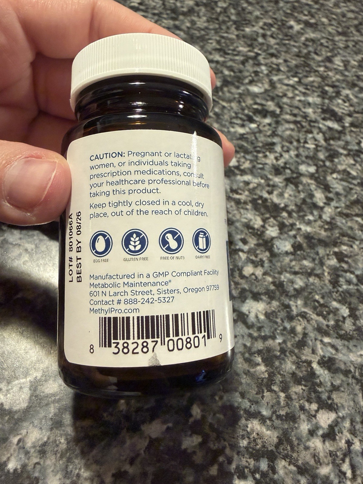 MethylPro L-Methylfolate 15 mg 30 Capsules Gluten Free Dairy Free MPN 801066A