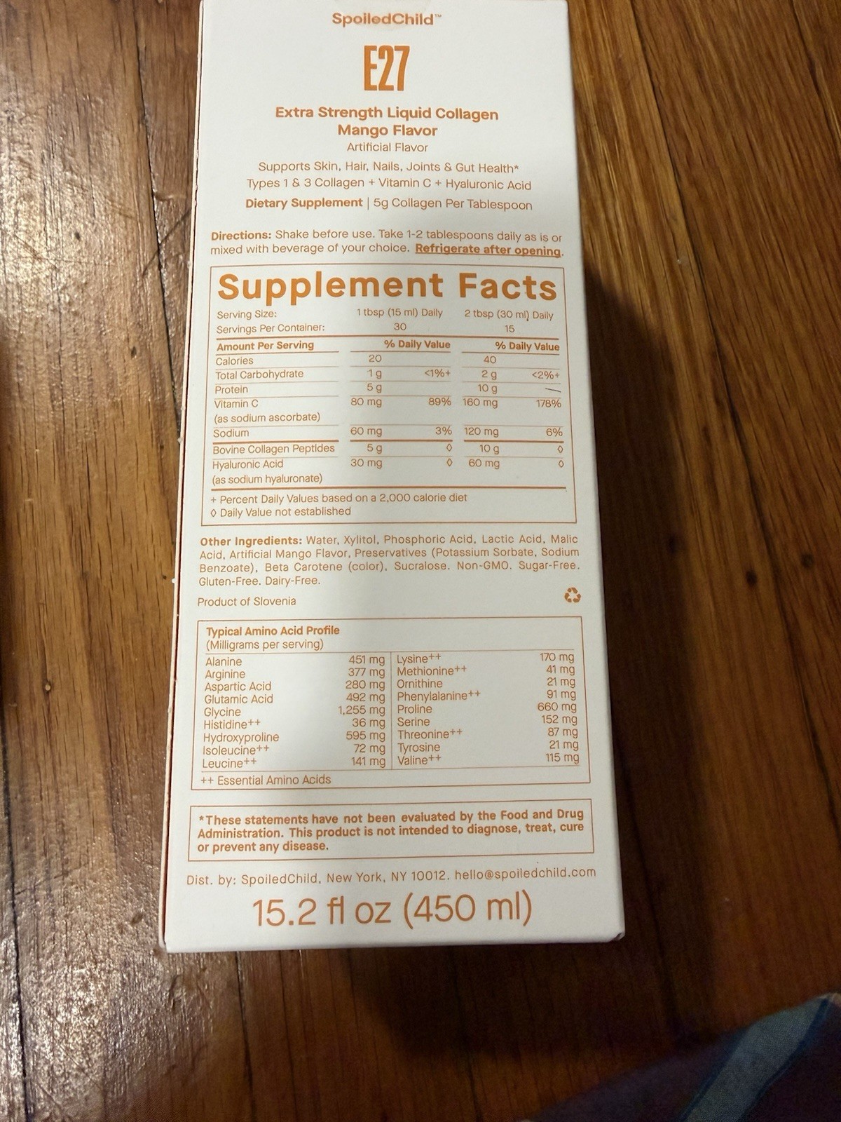 SpoiledChild E27 Extra Strength Liquid Collagen Mango 15.2 fl oz 2 Boxes