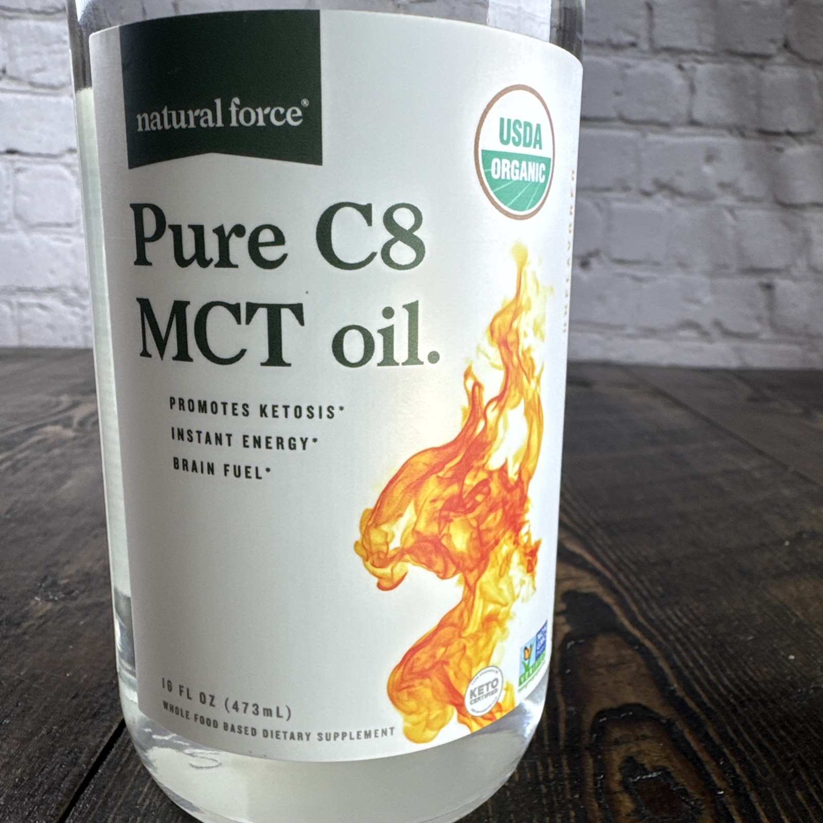 Natural Force Organic Pure C8 MCT Oil – Promotes Ketosis Energy Brain Fuel