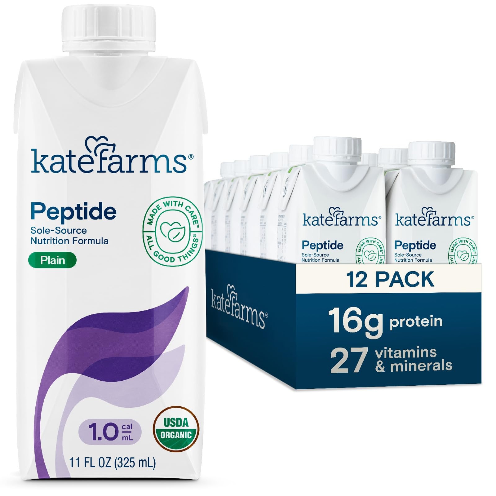 Kate Farms Organic Adult Peptide 1.0 Formula Plain Sole-Source Hydrolyzed