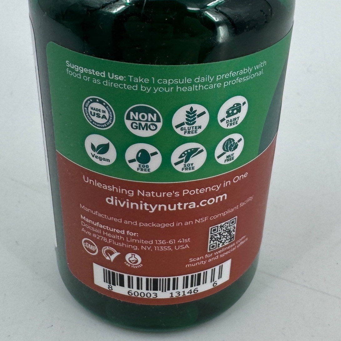 Divinity Nutra Golden Berberine 60 Capsules Ceylon Cinnamon Bitter Melon Ginkgo