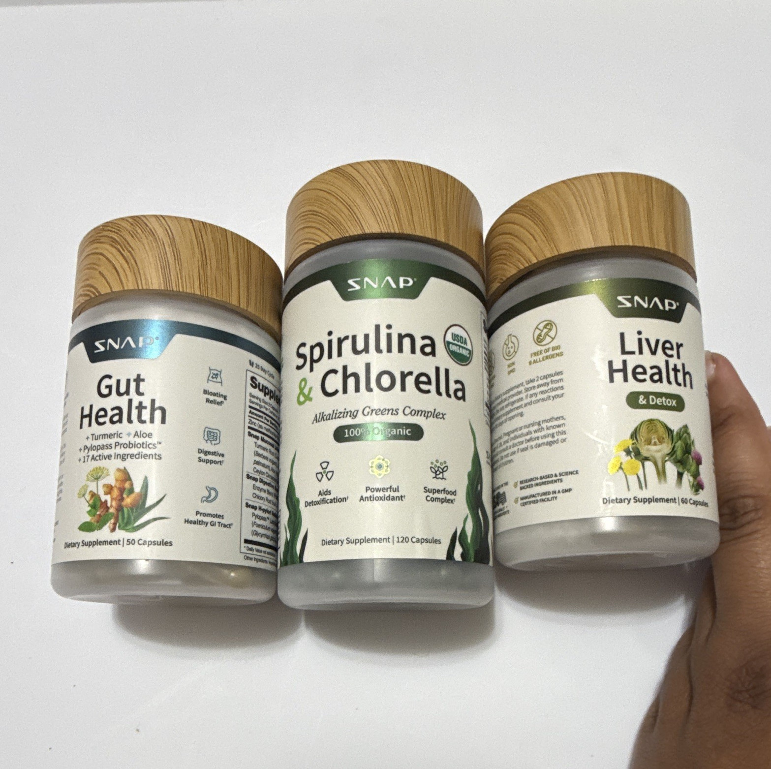 SNAP Gut Health Liver Health Spirulina Chlorella Bundle New Sealed Capsules