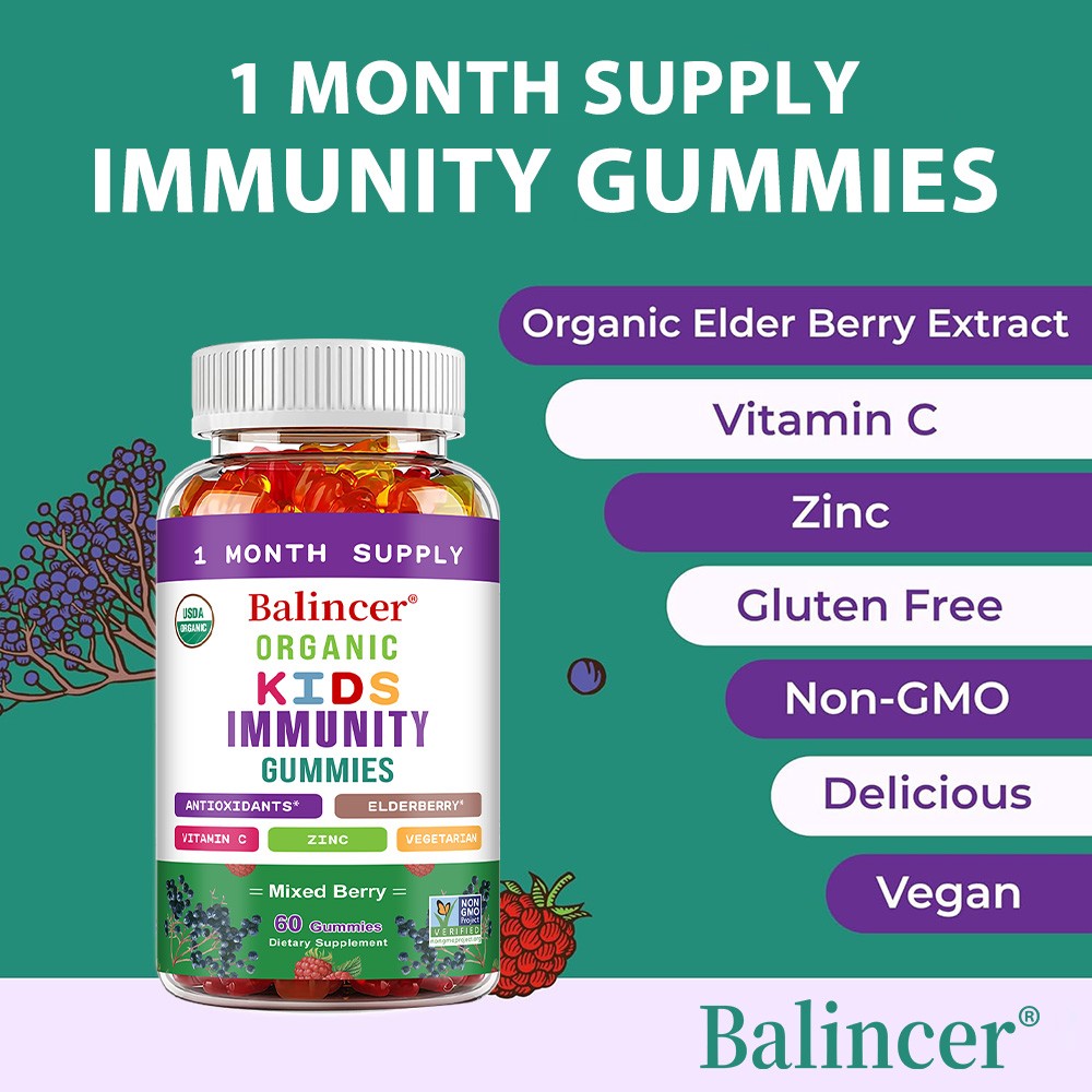 Kids Elderberry Immune Support Gummies | Vitamin C + Zinc, 30/60 Chews