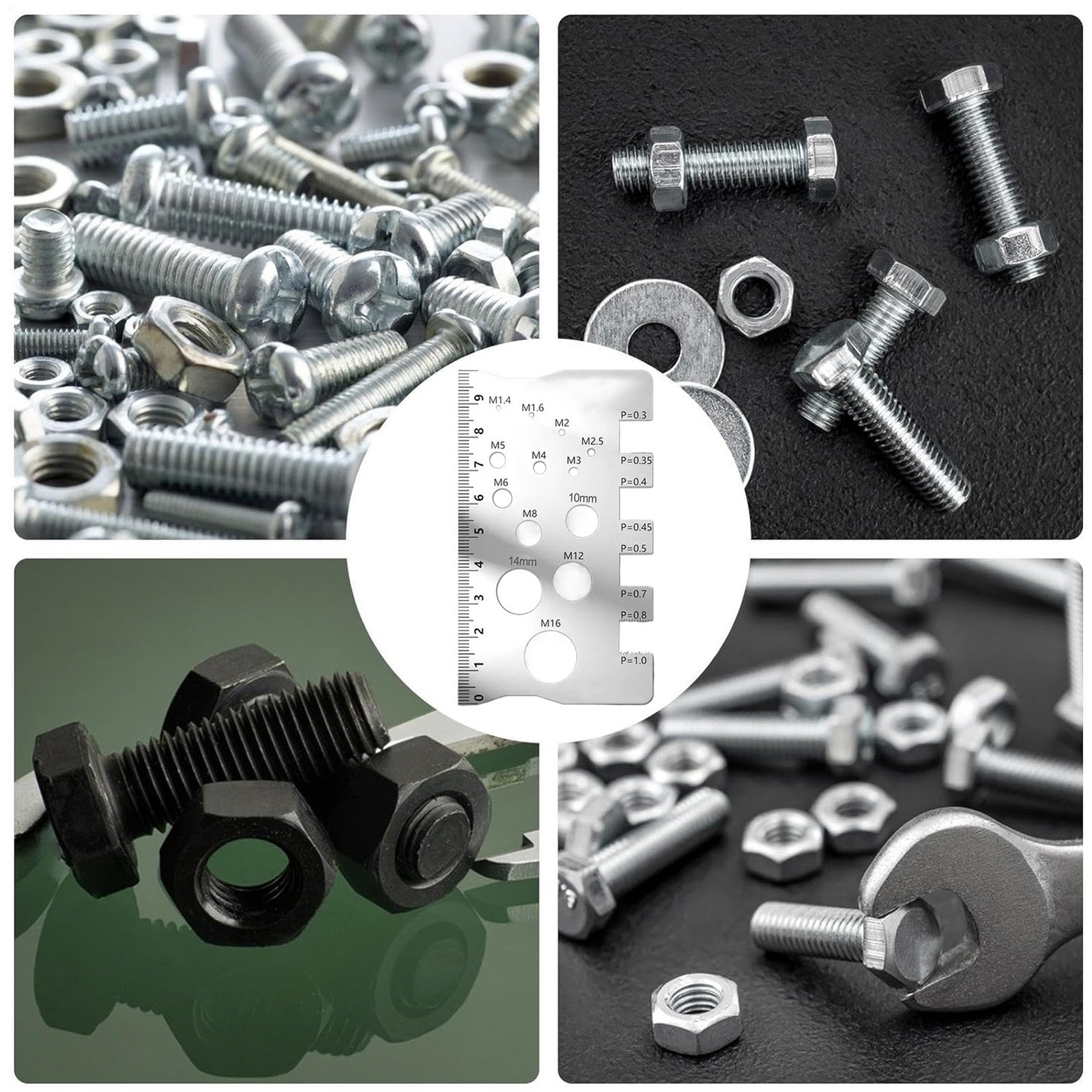1pc Screw Bolt Nut Measuring Gauge Stainless Steel Diameter Thread Guage