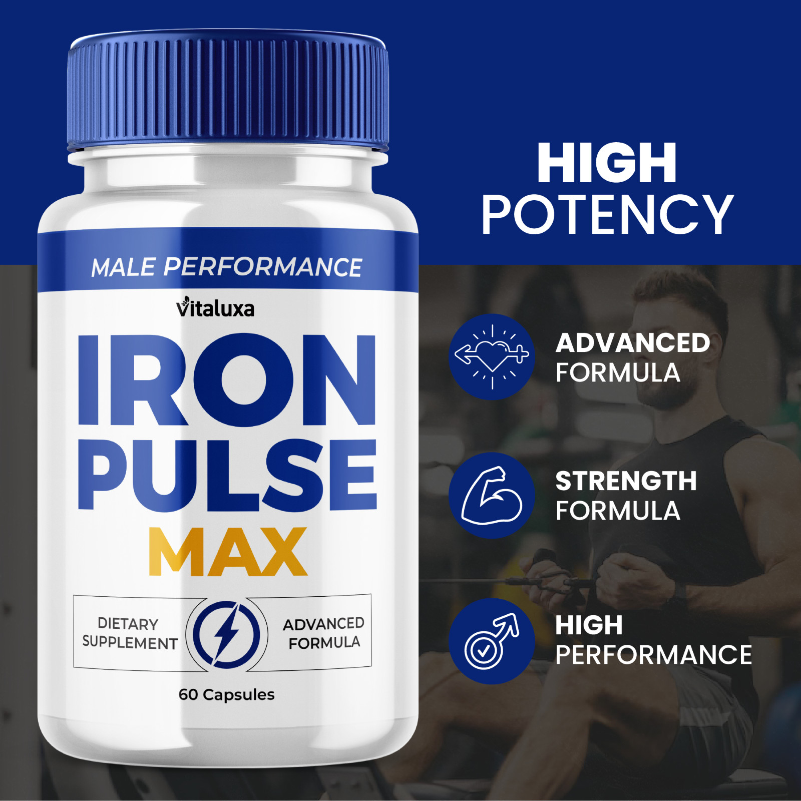 Iron Pulse Male Energy Pills, IronPulse for Men Health (60 Capsules)