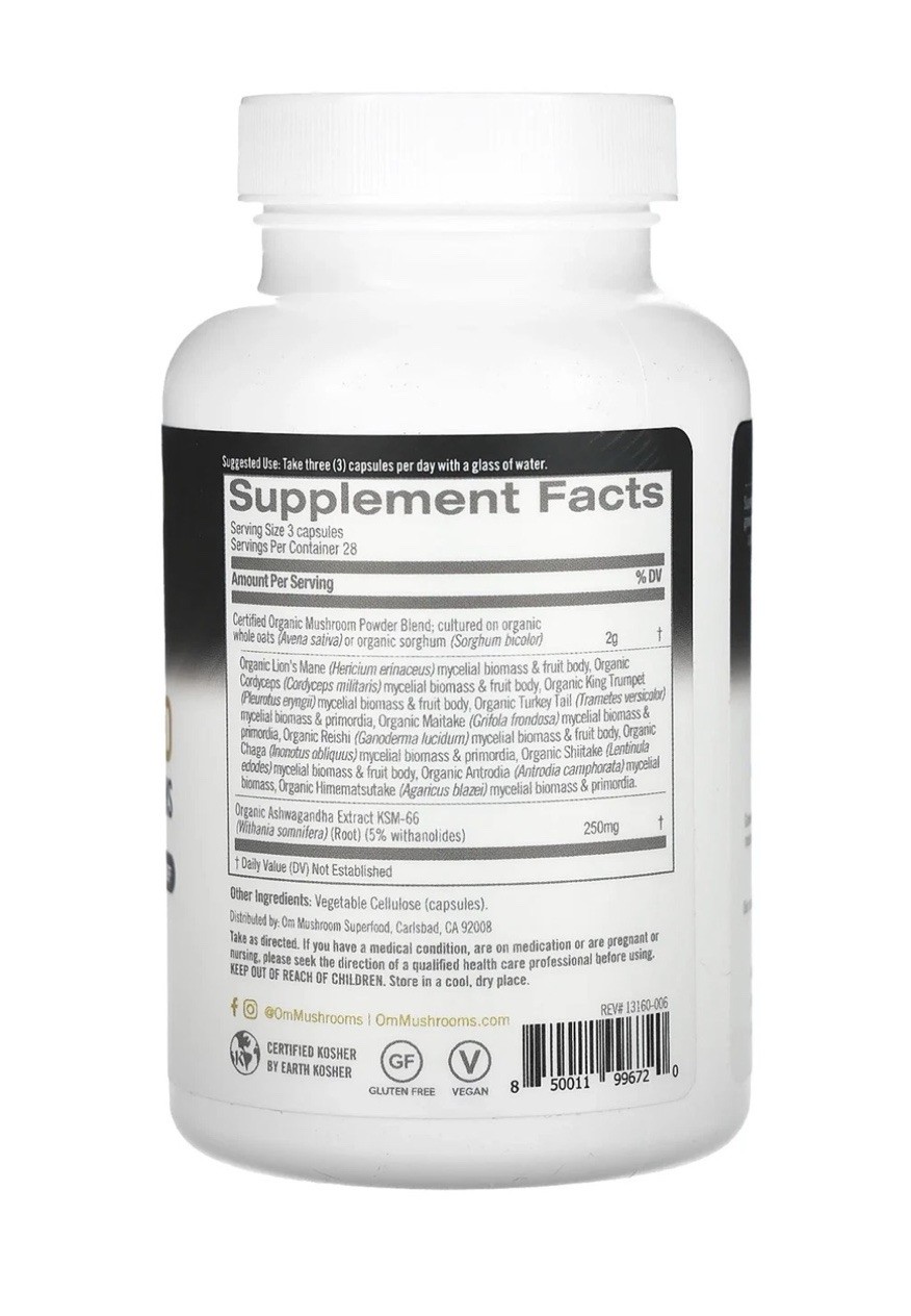 Om Master Blend Mushroom Capsules – Organic Mushroom Supplement – 84 capsules