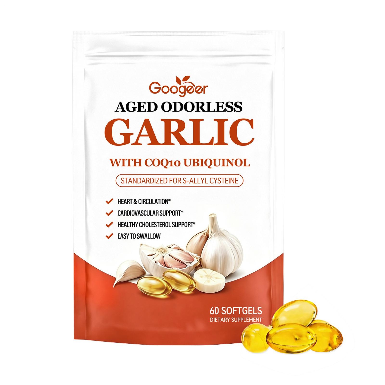 3 Aged X Odorless Garlic Extract 600mg Softgels With CoQ10 Ubiquinol 60 Count