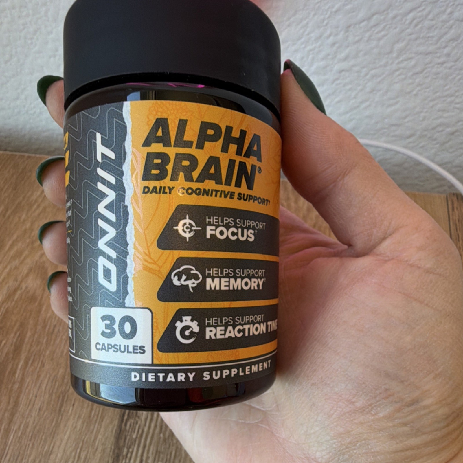 Onnit Alpha Brain Nootropic Capsules Memory Focus L-Tyrosine B6 Caffeine-Free 30