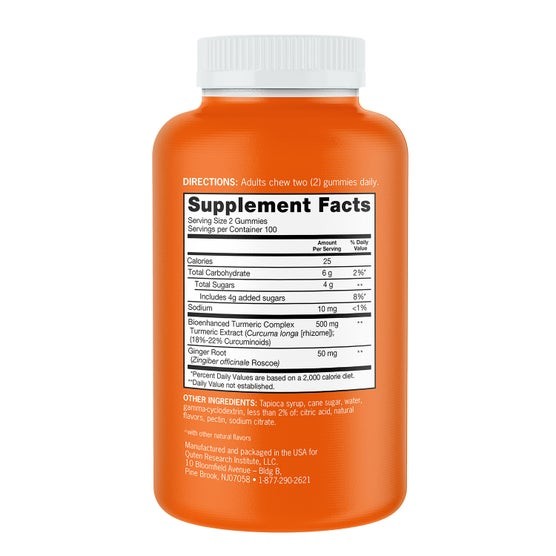 Qunol Turmeric Ginger Gummies 200 Count 100 Day Supply Orange Flavor EXP: 08/27
