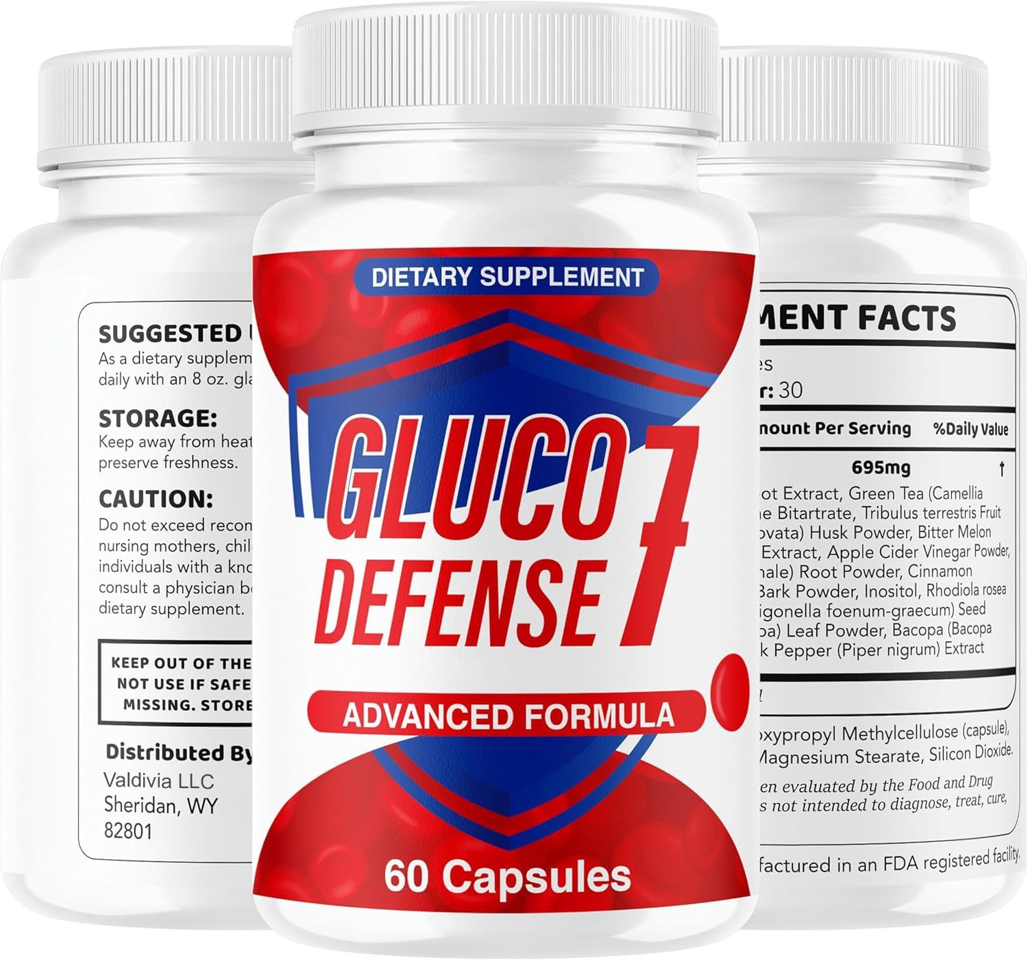 GlucoDefense Blood Sugar Support 7-in-1 Supplement Capsules 3 Pack 180Ct