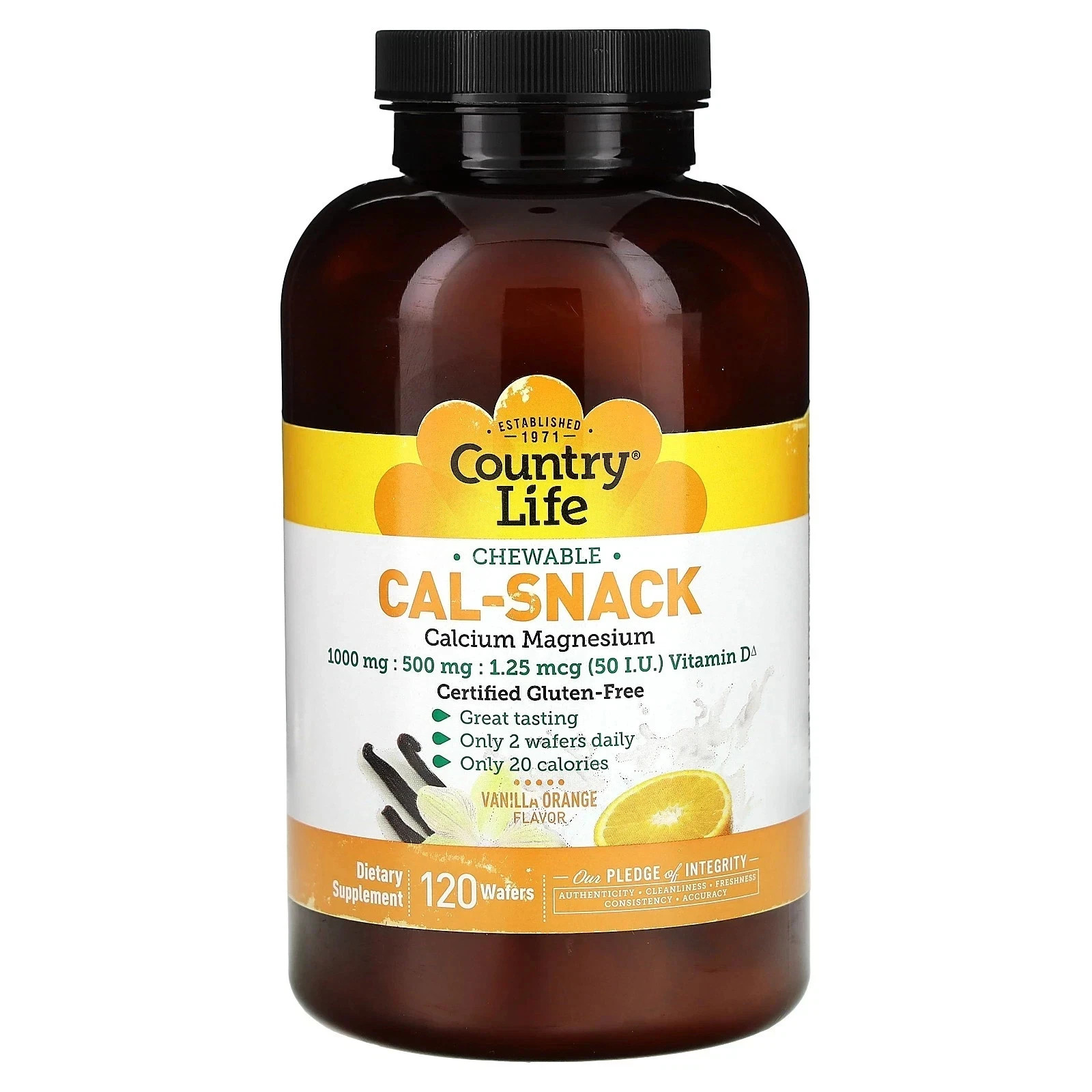 Country Life Cal-Snack (Chewable) – Vanilla Orange 120 Wafers (Pack of 2)