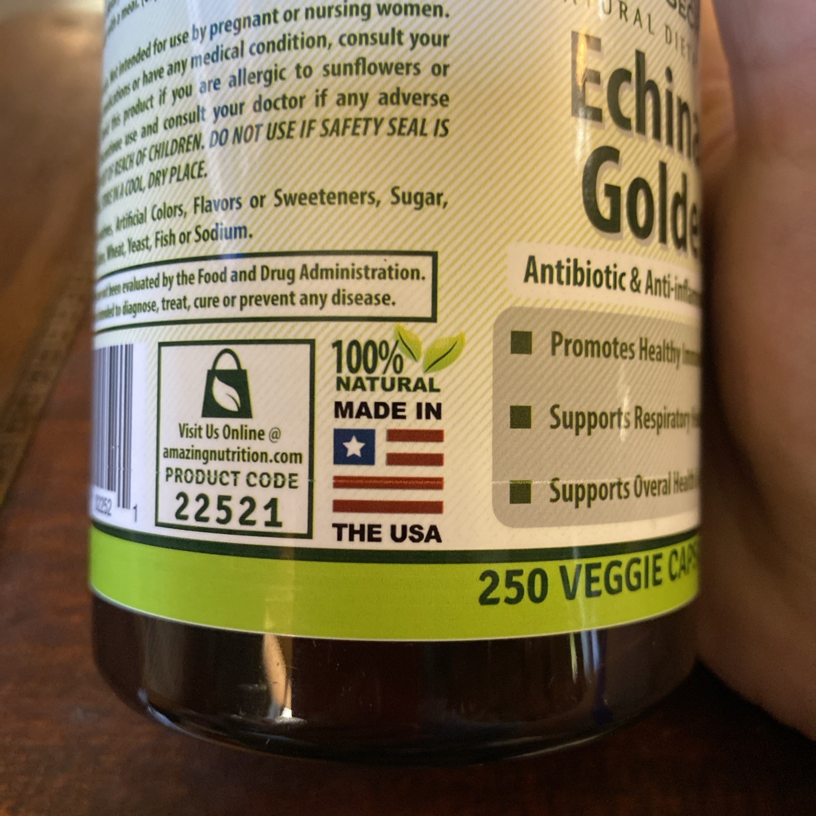 Herbal Secrets Echinacea & Goldenseal Root 450 Mg 250 Capsules