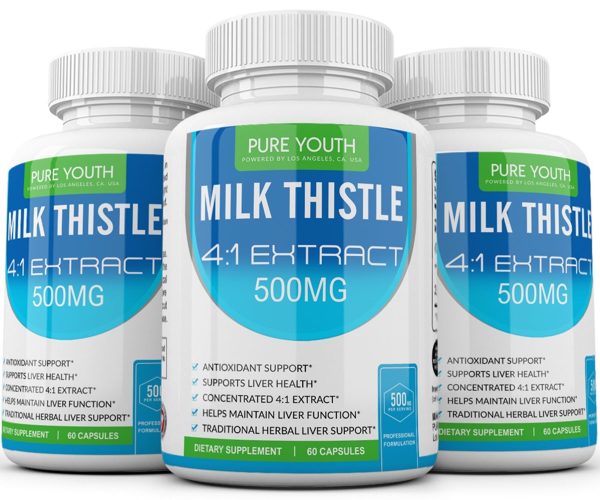 180 Vegetarian Capsules 3 Bottles USA Milk Thistle 500mg (2000mg Equivalent)