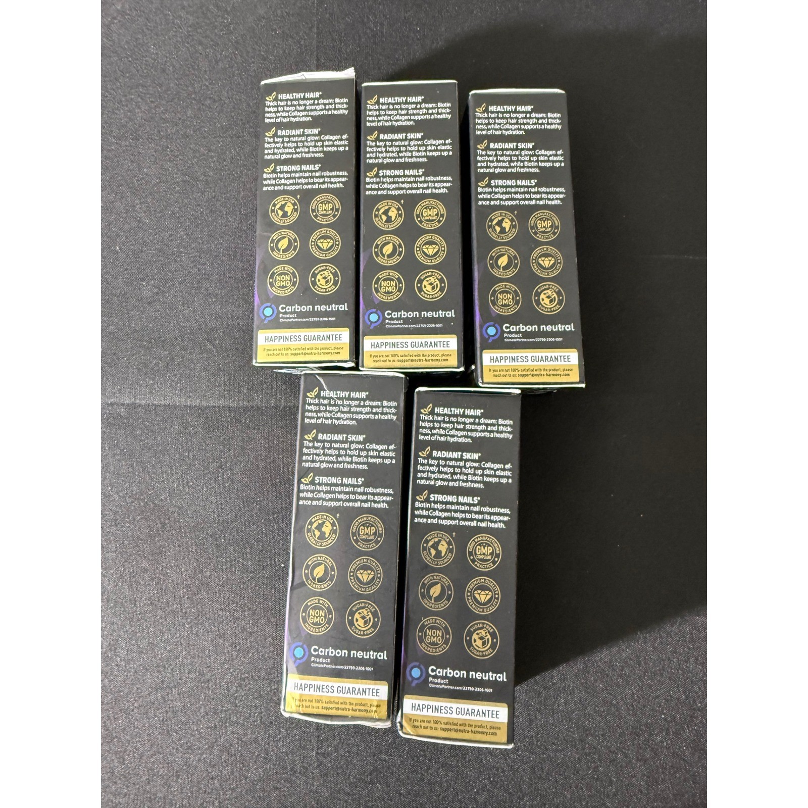 Nutra Harmony Biotin Collagen 5 Pack 2oz Bottle New Hair Skin Nail Support Drops