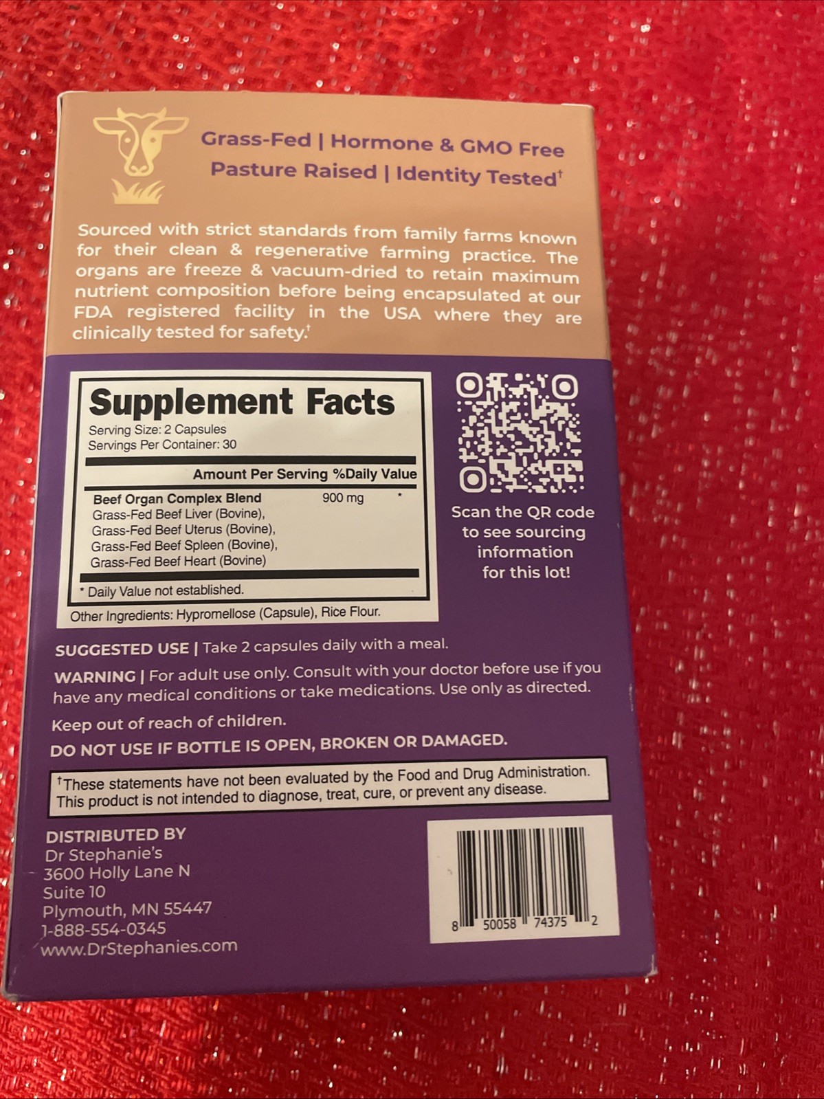Dr. Stephanie’s Grass Fed Beef Organs Hormone Support 60 Capsules Iron Support