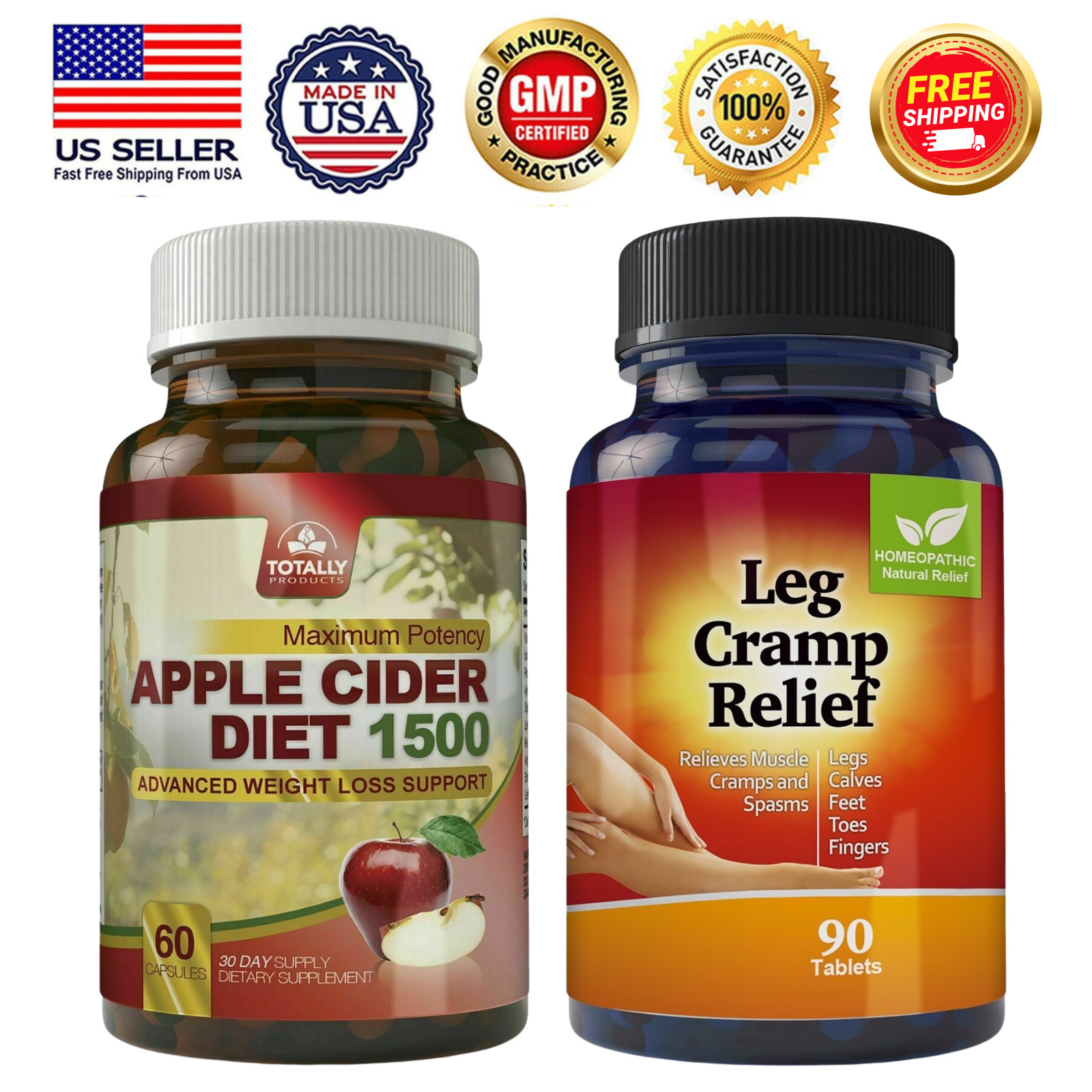 Apple Cider Vinegar 1500mg Weight Management Leg Cramp Muscle Support Supplement