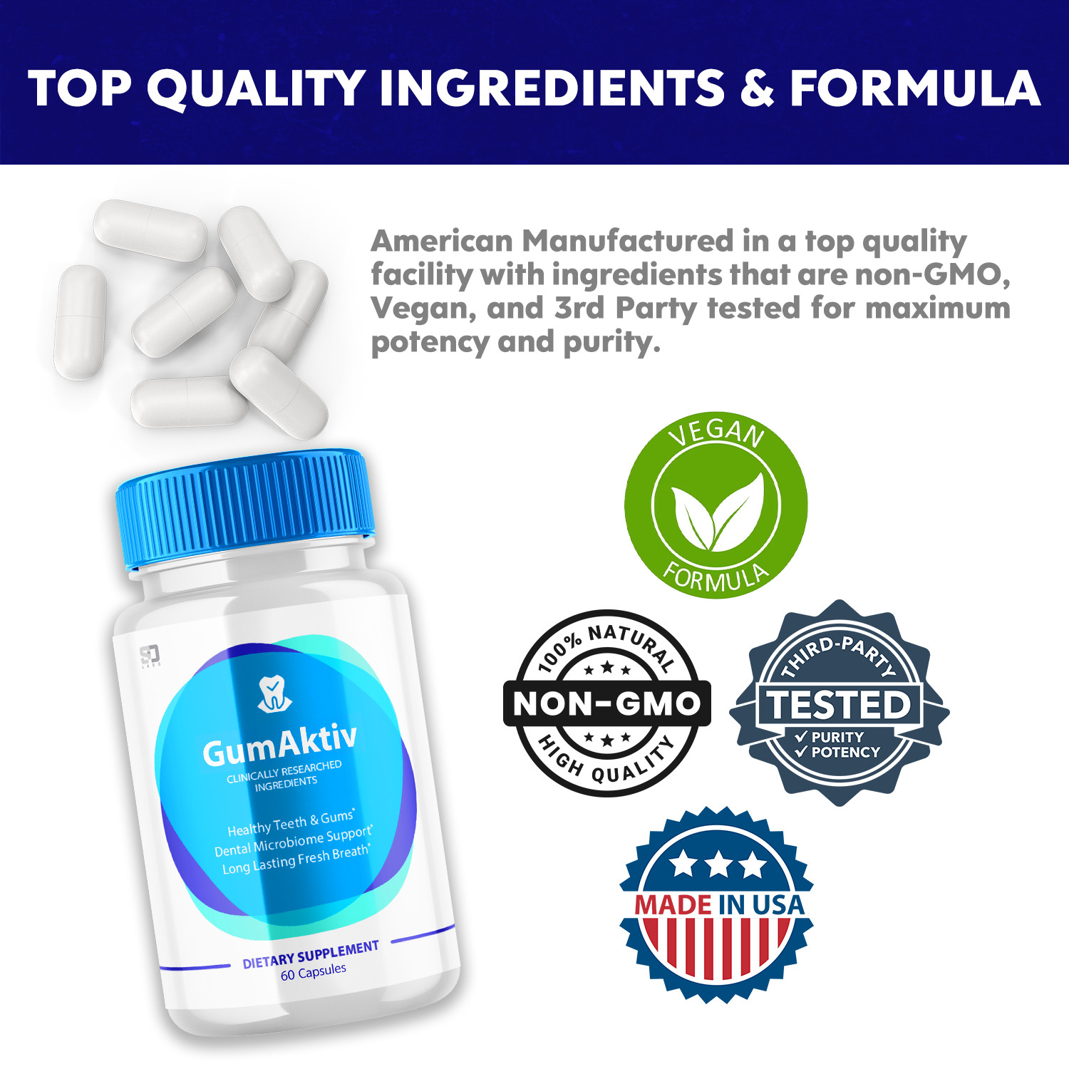 (1 Pack) GumAktiv Oral Probiotic – Supports Healthy Teeth & Gums – 60 Capsules