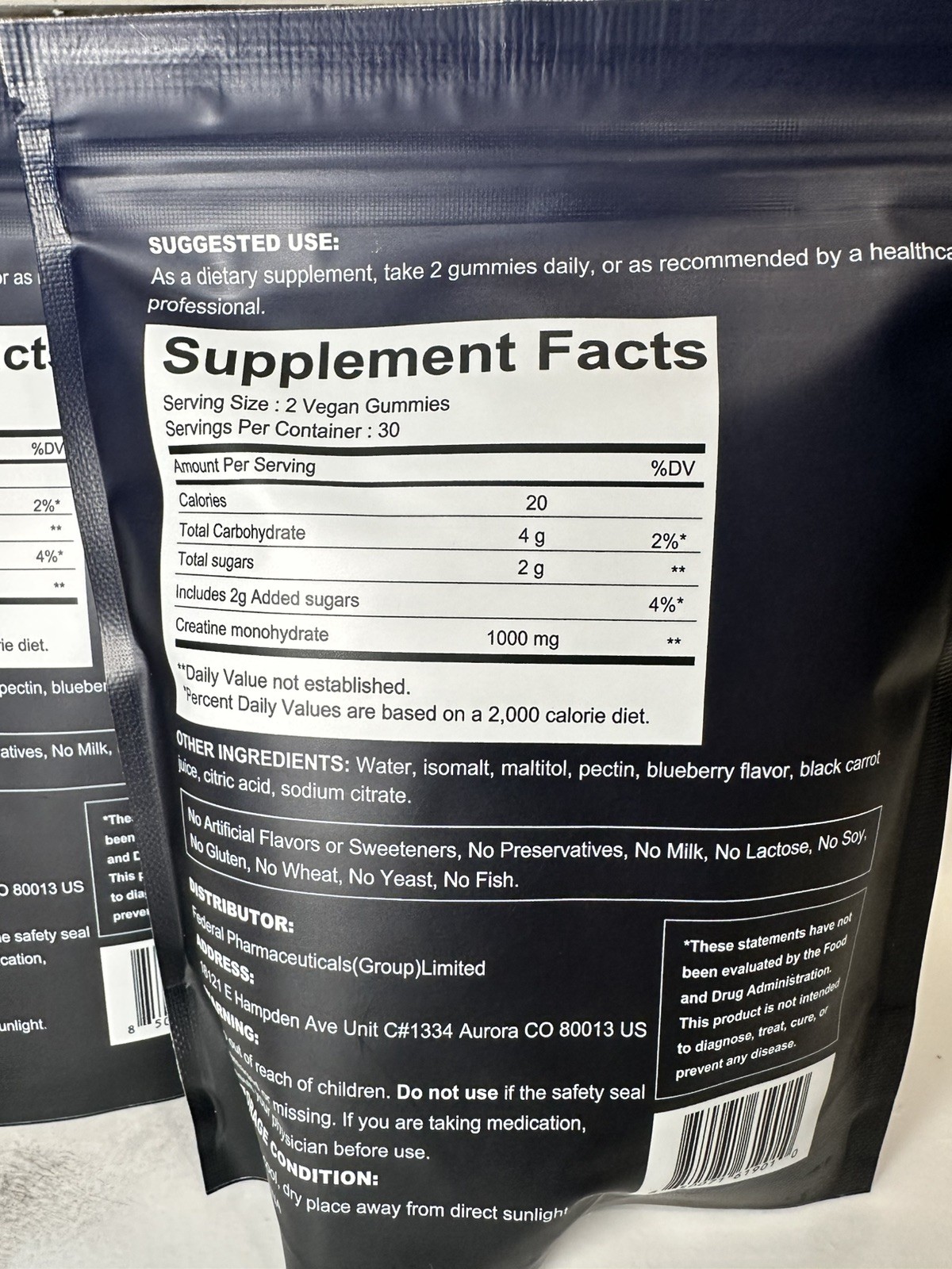 Re Lierre Blueberry Creatine Monohydrate Recovery Gummies 2 pack